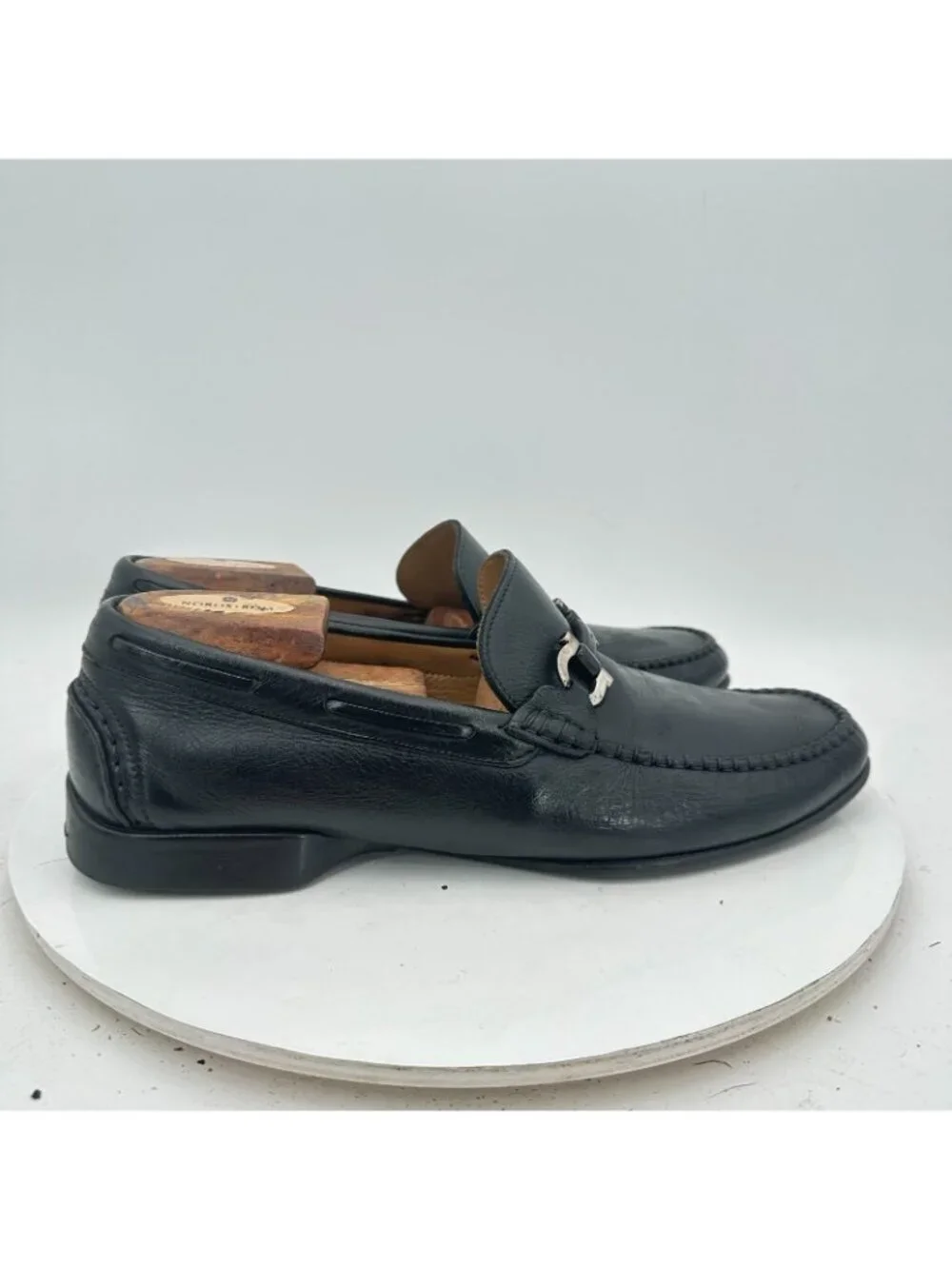Salvatore Ferragamo Men Size 8 2E Black Leather Horsebit Loafer Dress Shoes